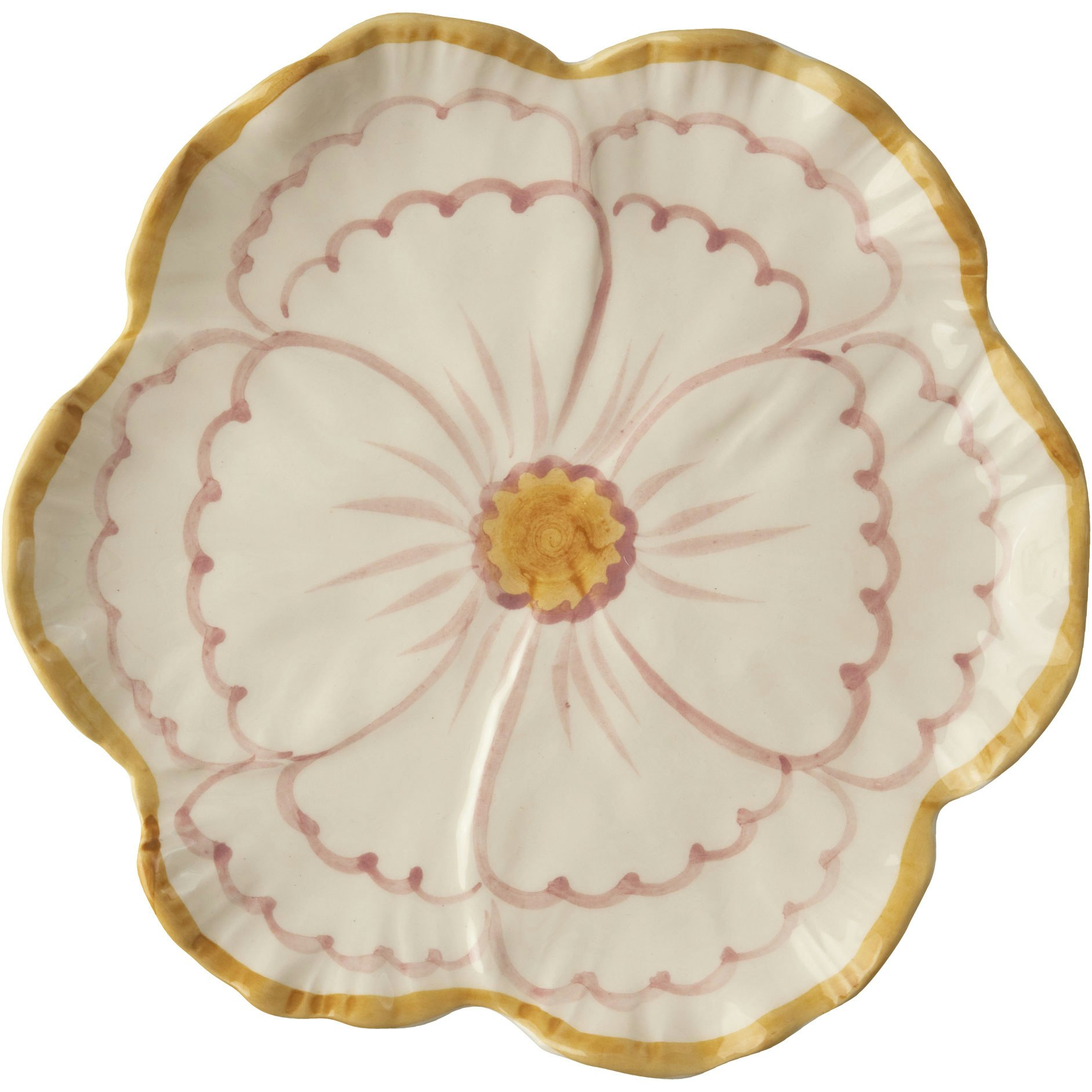 Rice tallrik Blomformad 19,5 Cm Med Kant - Assietter Keramik Gul