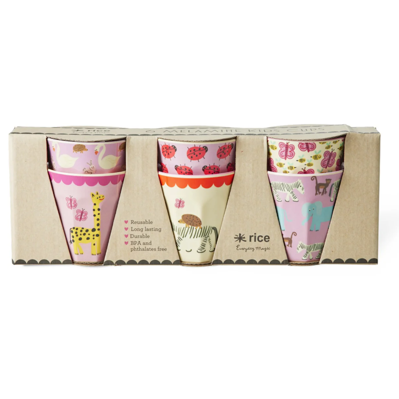 Melaminkoppar 6-pack, Pink Wildlife