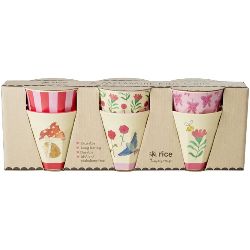 Melaminkoppar 6-pack, Pink Happy Forest