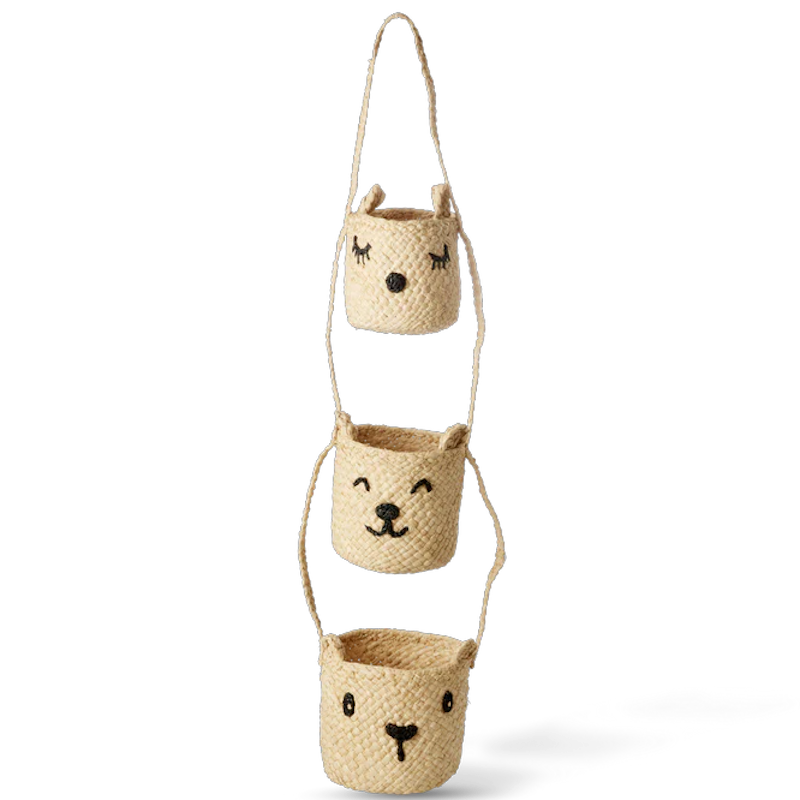 Raffia Hängförvaring Med Djurhuvuden, Natur