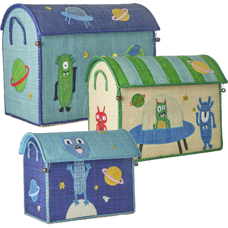 Raffia Leksaksförvaring 3-pack, Monsters
