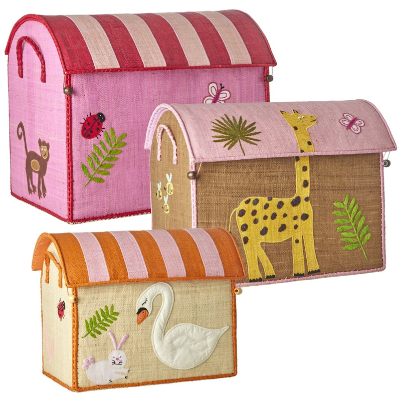 Raffia Leksaksförvaring 3-pack, Wildlife