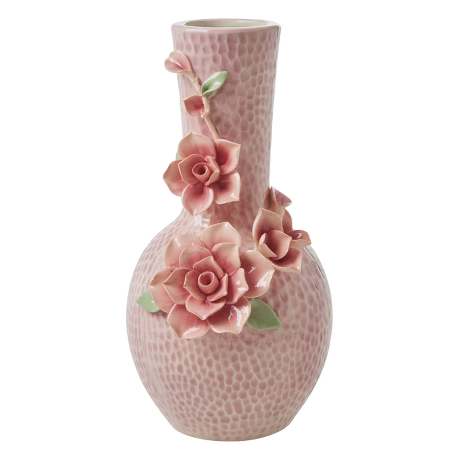 Rice Vas Med Blomsterdesign 25 Cm - Vaser Keramik Rosa