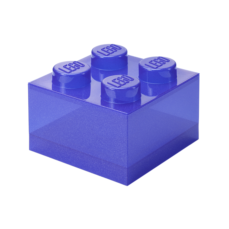 LEGO® Brick Förvaringslåda Translucent 4 Knoppar, Glitter Violet
