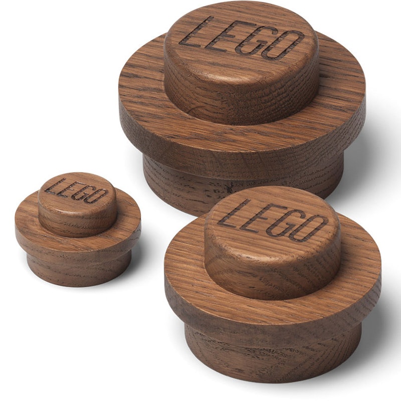 LEGO® Väggkrok 3-pack, Mörkbetsad Ek
