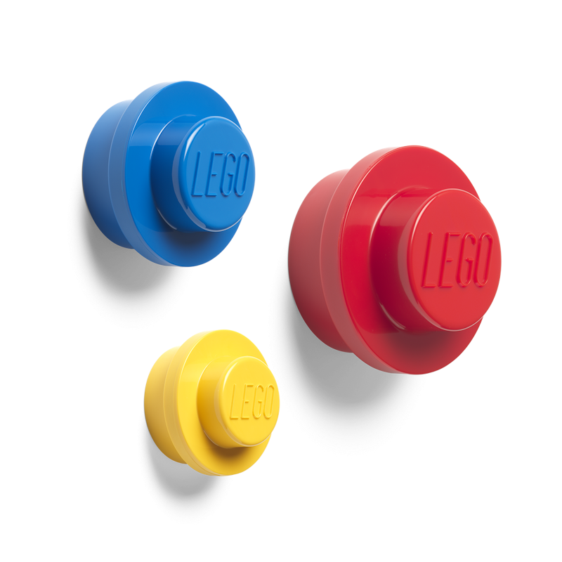LEGO® Väggkrokar 3-pack, Blå / Röd / Gul