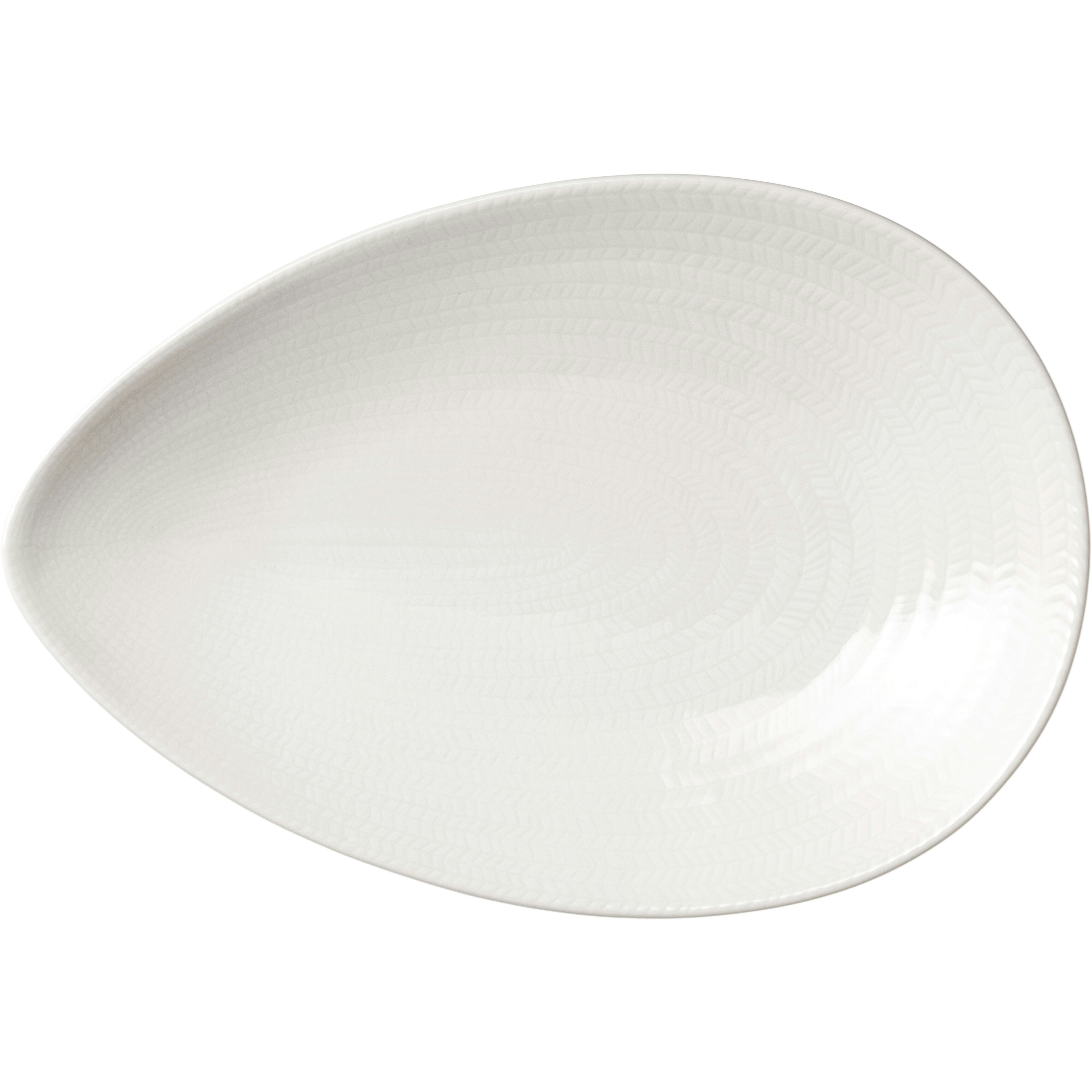 R&ouml;rstrand Bl&aring; Eld Tallrik 20x29 Cm - Uppl&auml;ggningsfat F&auml;ltspatsporslin Vit