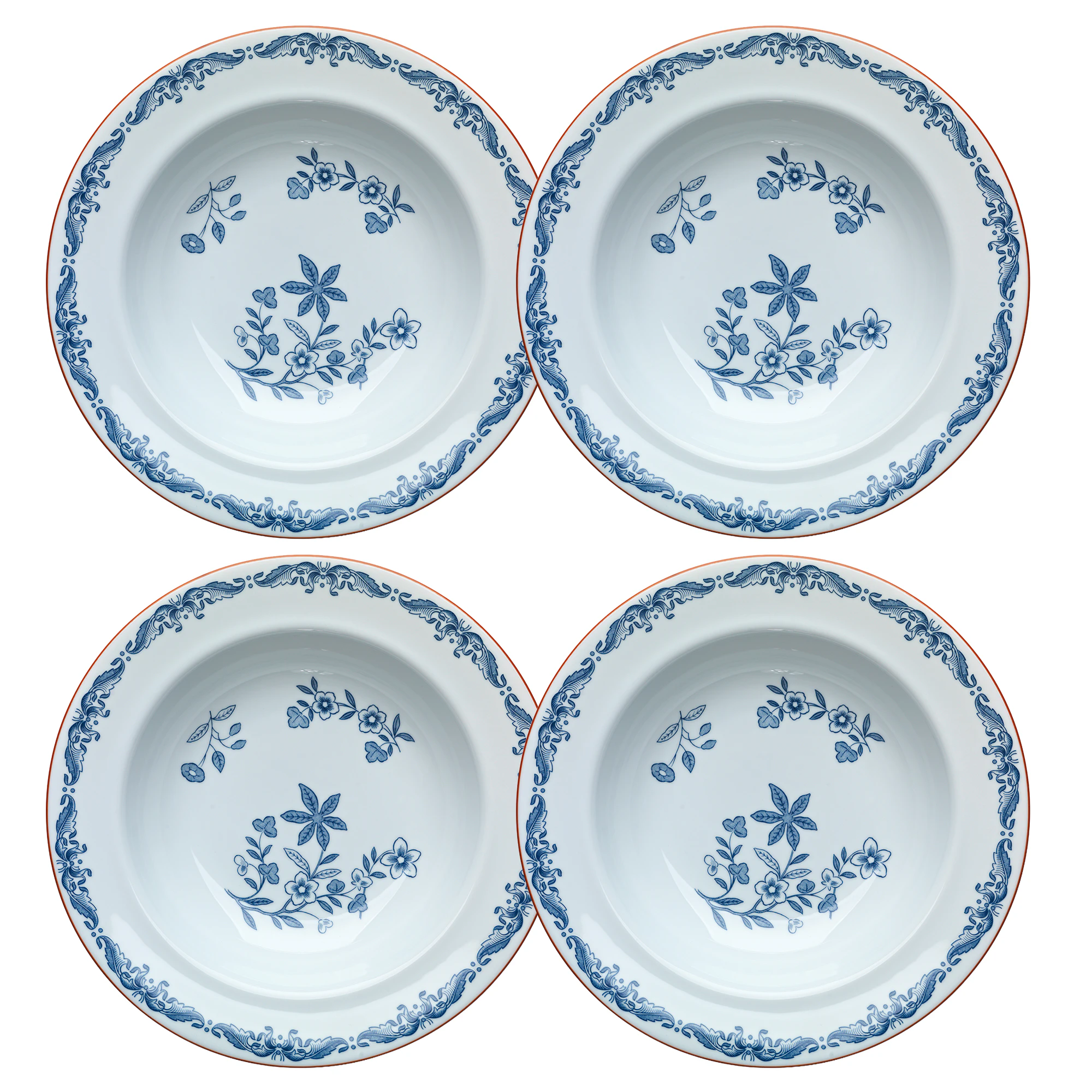 R&ouml;rstrand Ostindia Djup Tallrik 24 Cm 4-pack - Porslin Bl&aring;