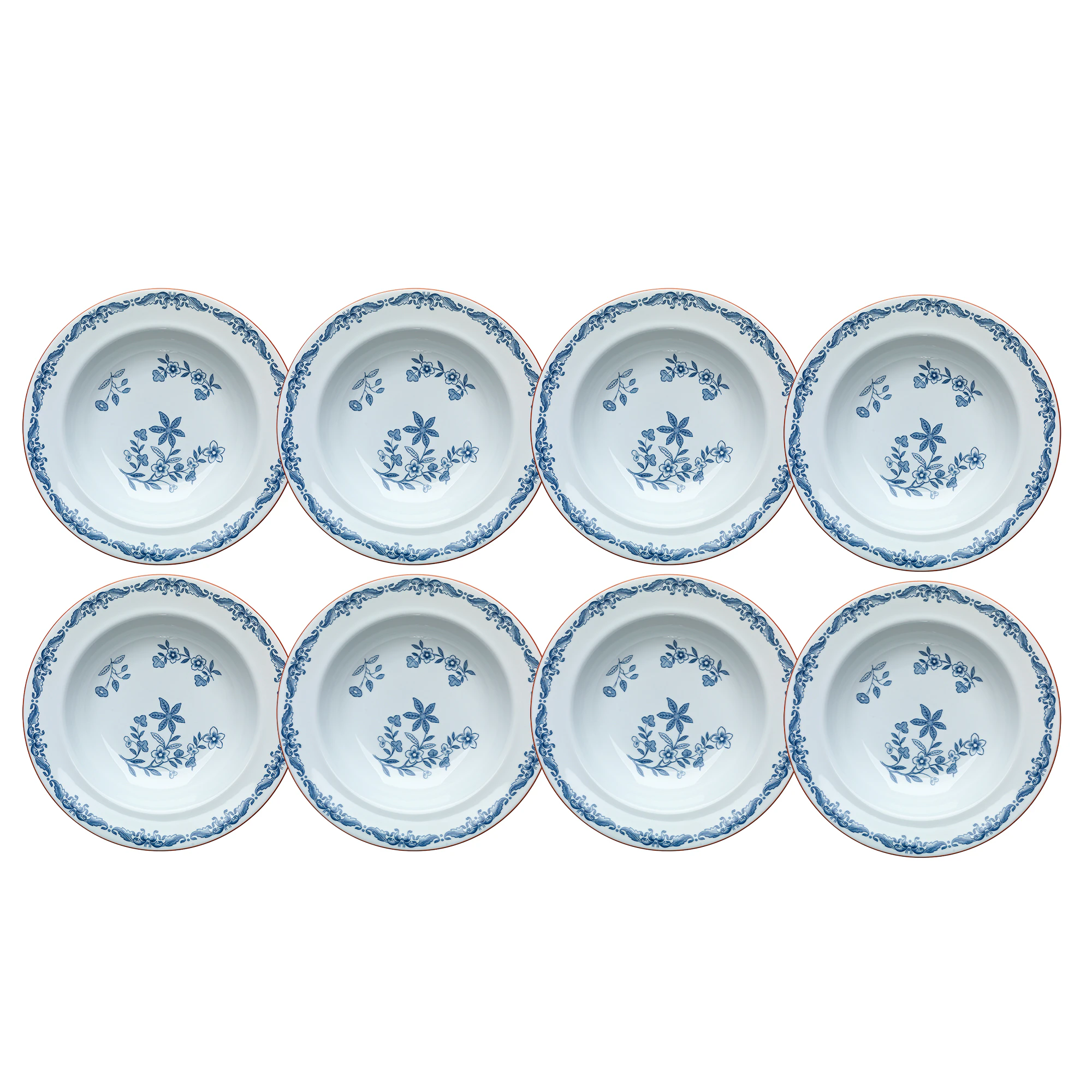 R&ouml;rstrand Ostindia Djup Tallrik 24 Cm 8-pack - Porslin Bl&aring;