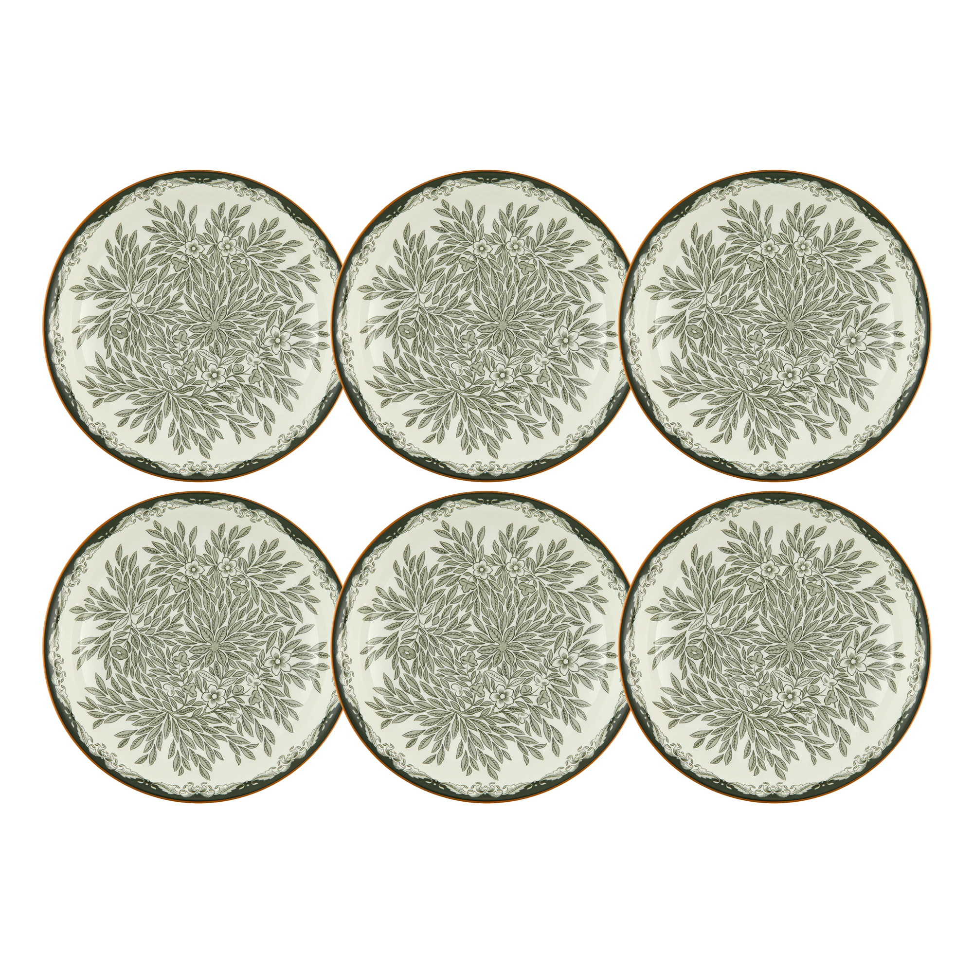 R&ouml;rstrand Ostindia Floris Djup Tallrik 22 Cm 6-pack - Porslin Gr&ouml;n