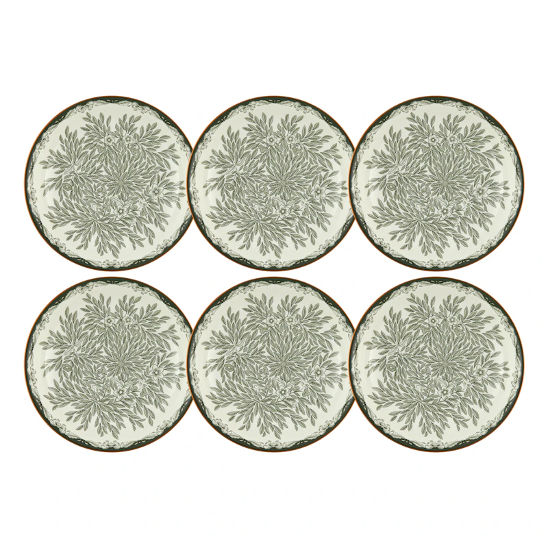 Ostindia Floris Djup Tallrik 22 cm 6-pack, Grön