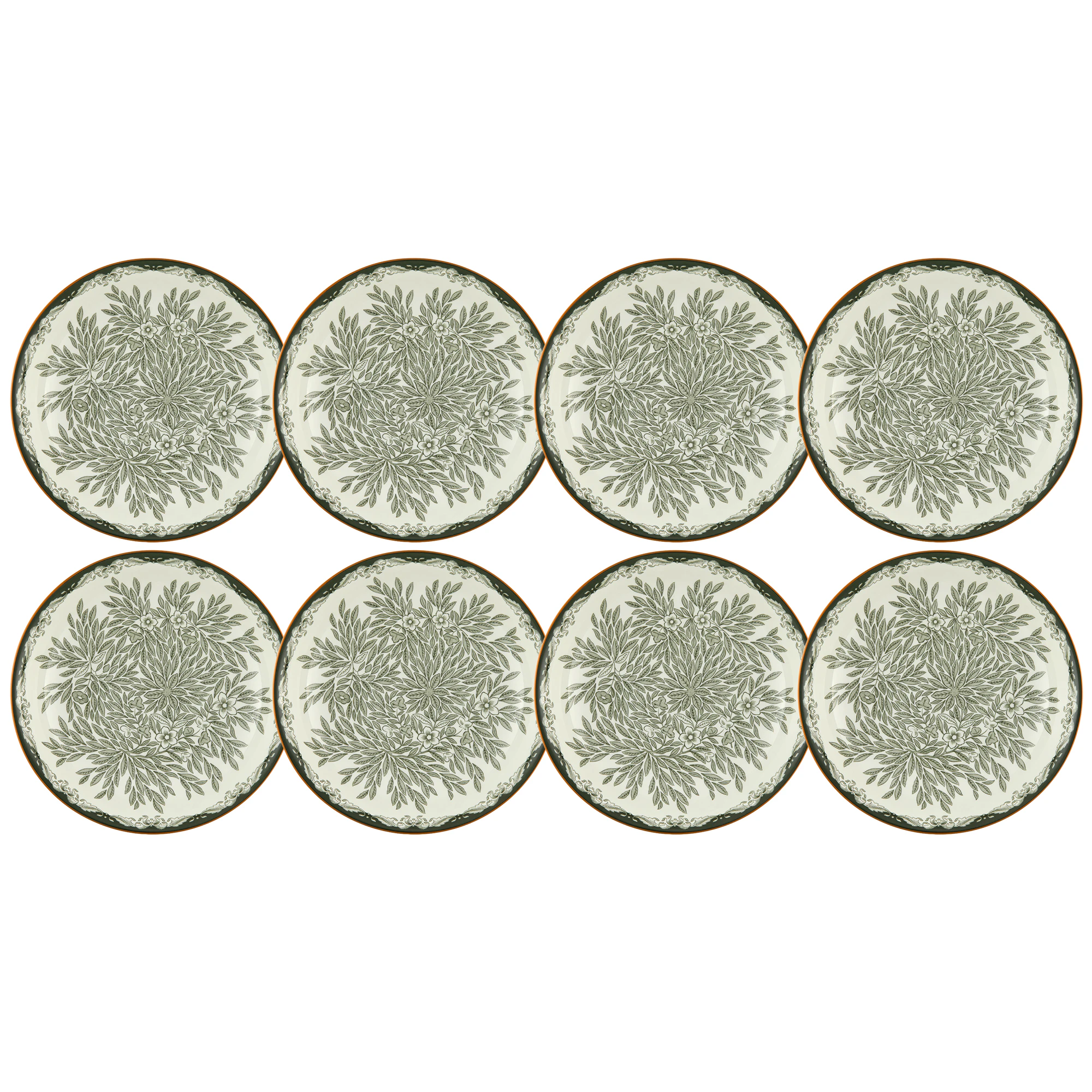 R&ouml;rstrand Ostindia Floris Djup Tallrik 22 Cm 8-pack - Porslin Gr&ouml;n