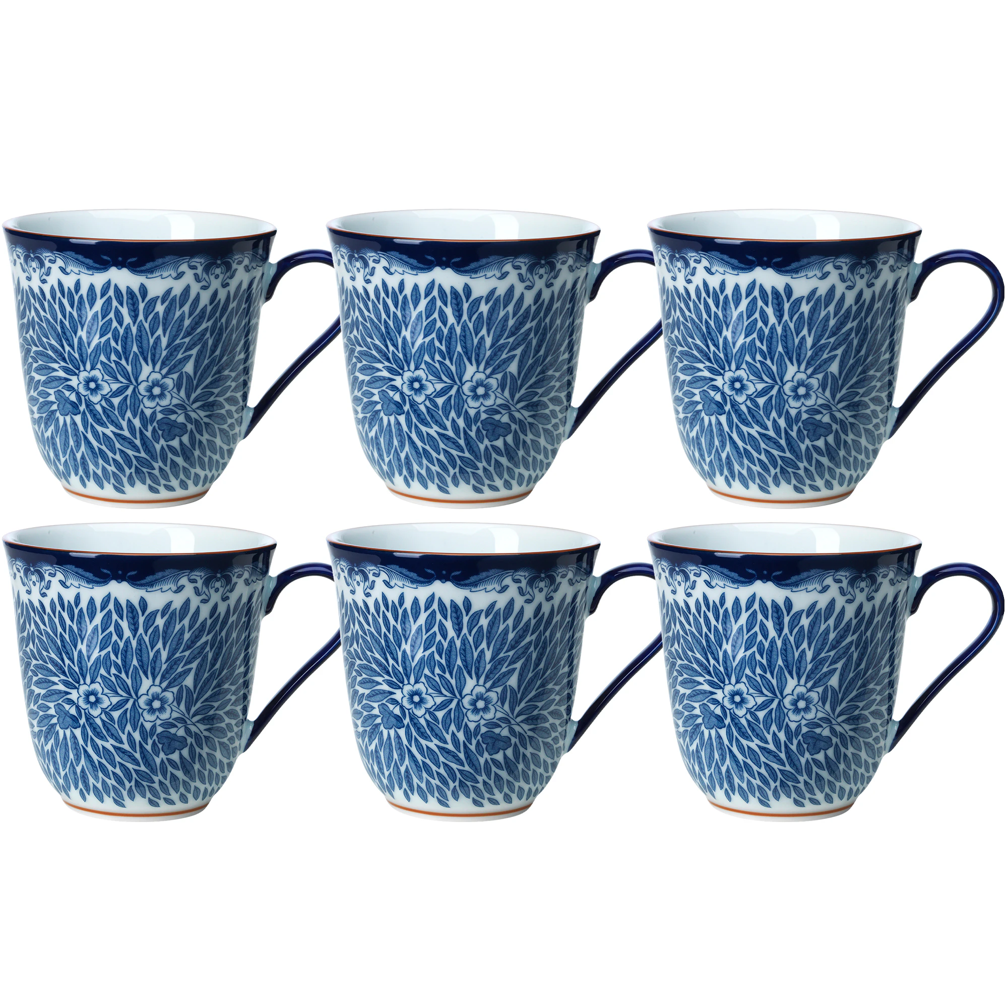 R&ouml;rstrand Ostindia Floris Mugg 30 Cl 6-pack - Kaffekoppar Porslin Bl&aring;