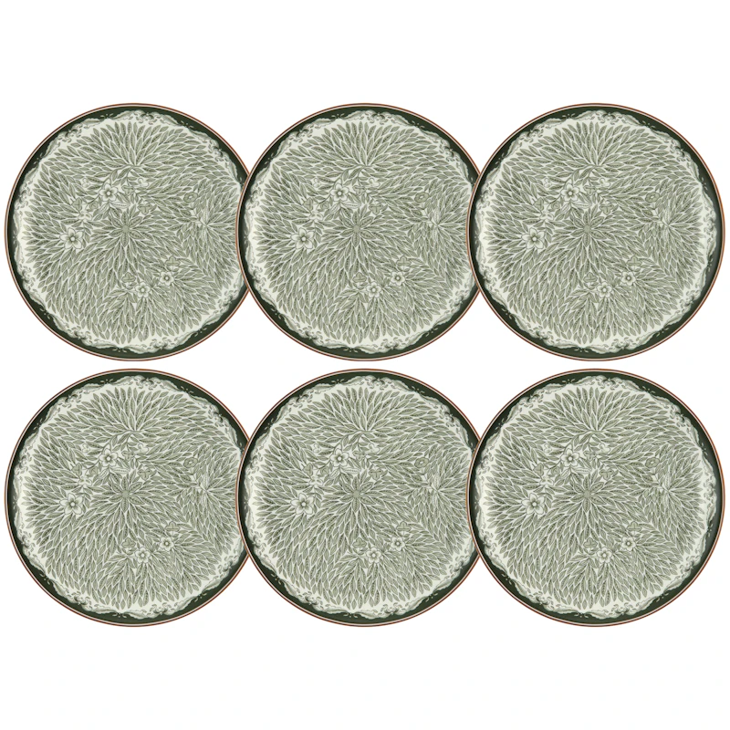 Ostindia Floris Tallrik 20 cm 6-pack, Grön