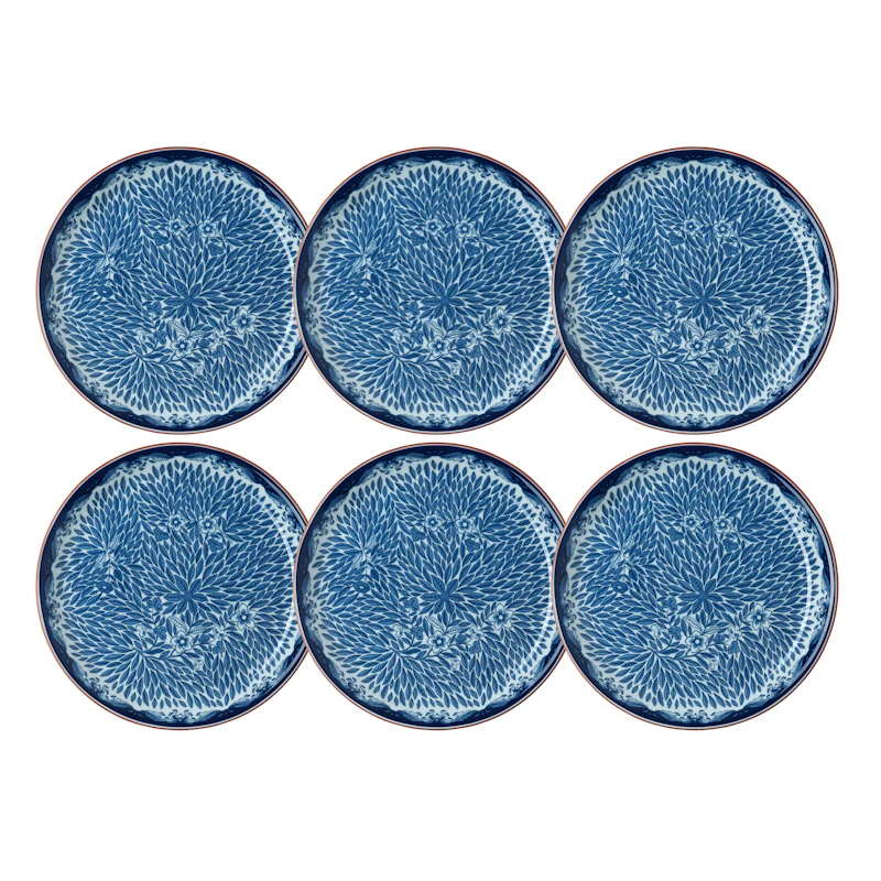 Ostindia Floris Tallrik 20 cm 6-pack, Blå