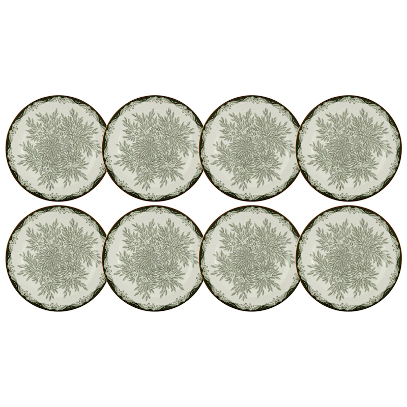 Ostindia Floris Tallrik 27 cm 8-pack, Grön