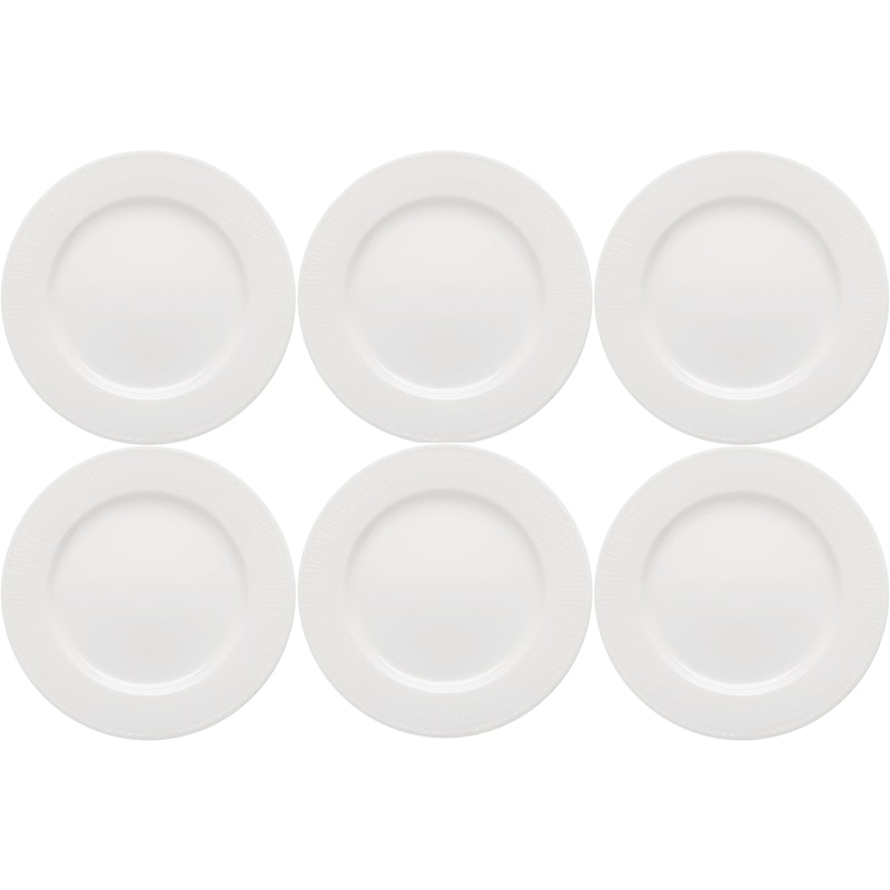 Swedish Grace Tallrik 21 cm 6-pack, Snö (Vit)