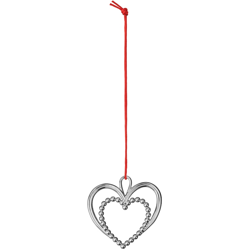 Pärlhjärta Juldekoration 6,5 cm, Silver