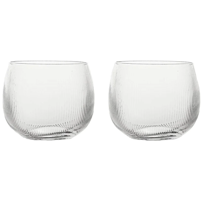 Blanka Dricksglas Räfflad 50 cl 2-pack, Klar