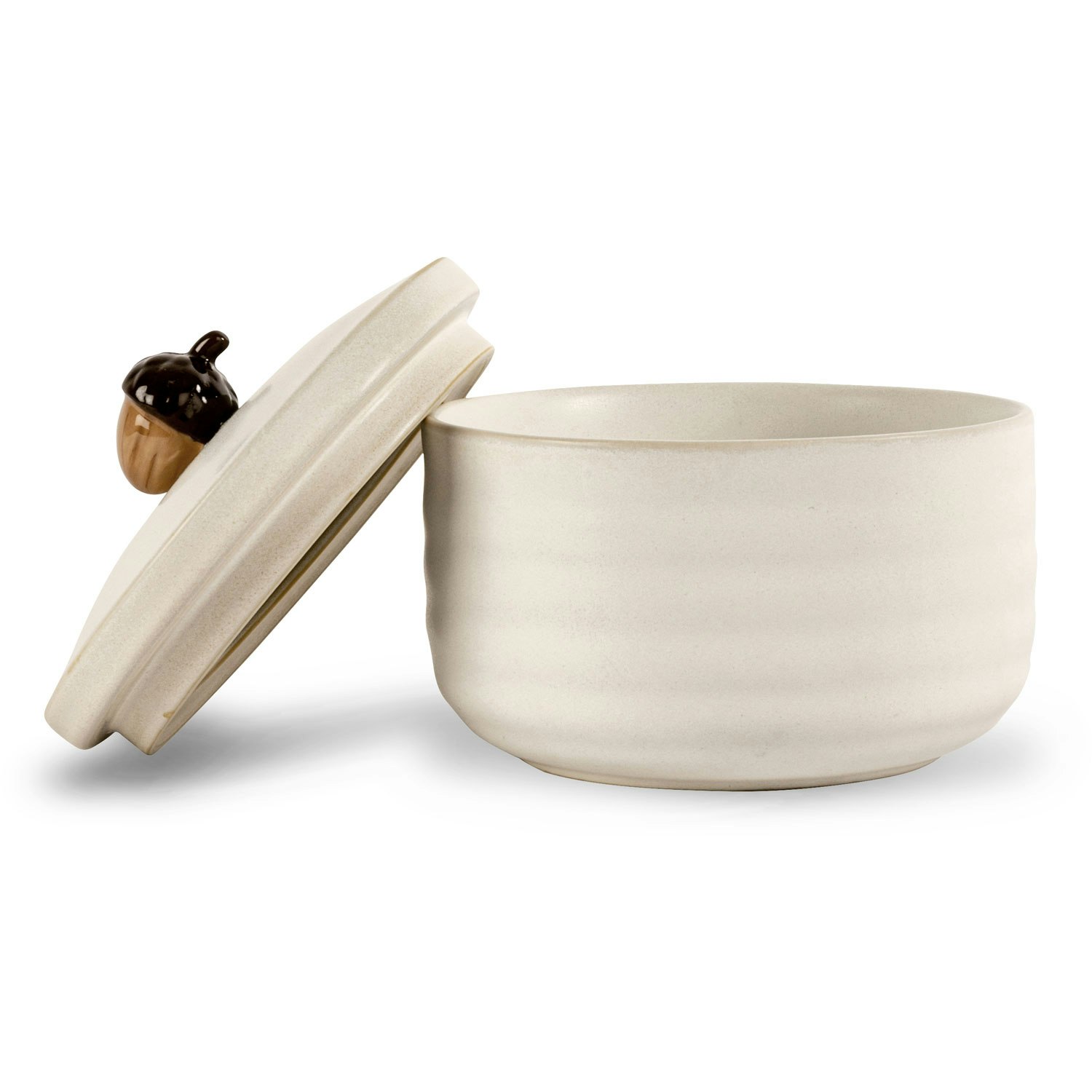 Sagaform Ellen Burk Med Ekollon - Förvaringsburkar & lock Stengods Benvit