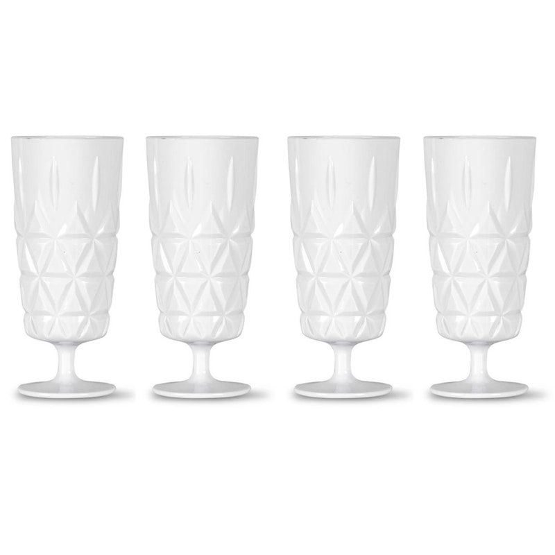 Picknick Glas Högt Med Fot Akryl 4-pack, Vit