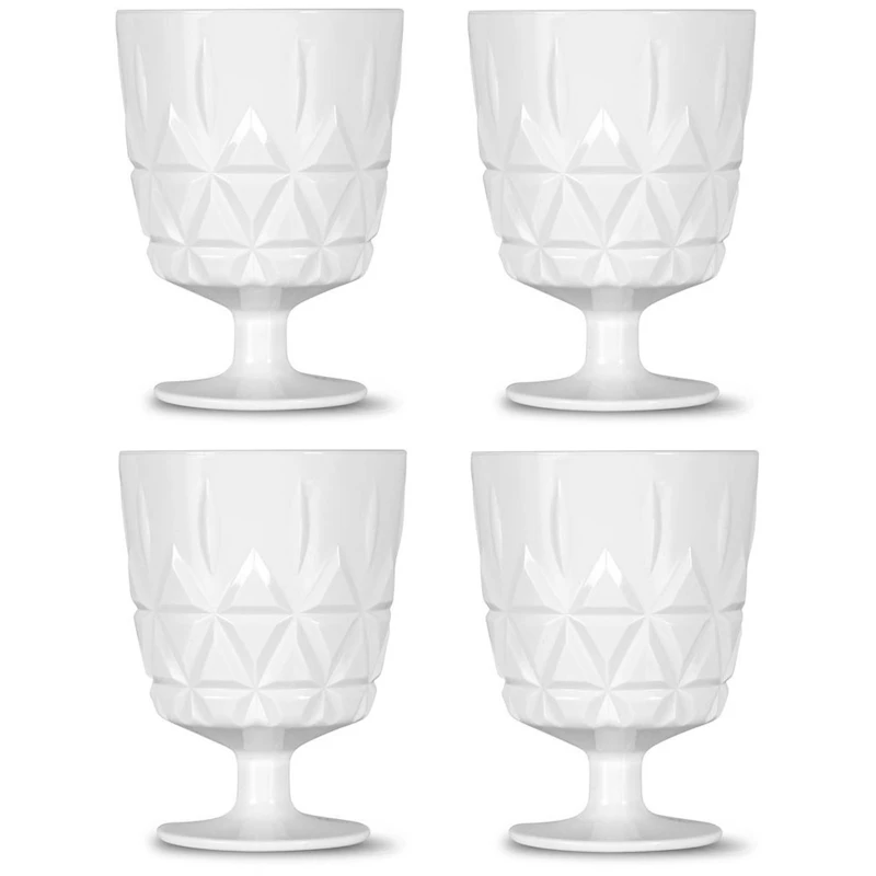 Picnic Juni Glas Med Fot 4-pack, Vit