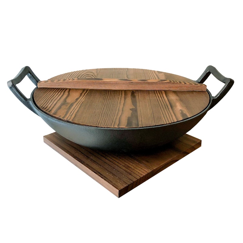Nabe Wokpanna Med Trälock & Glaslock Ø36 cm/6 L