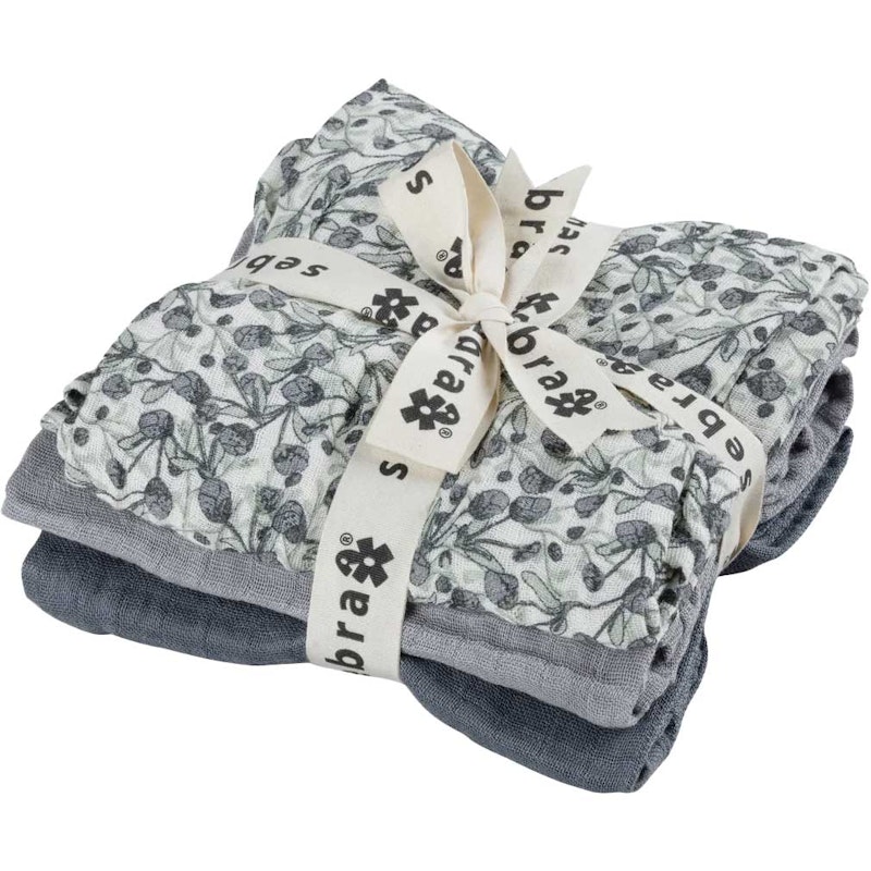 Muslin Babyfilt 3-pack, Blue Olive