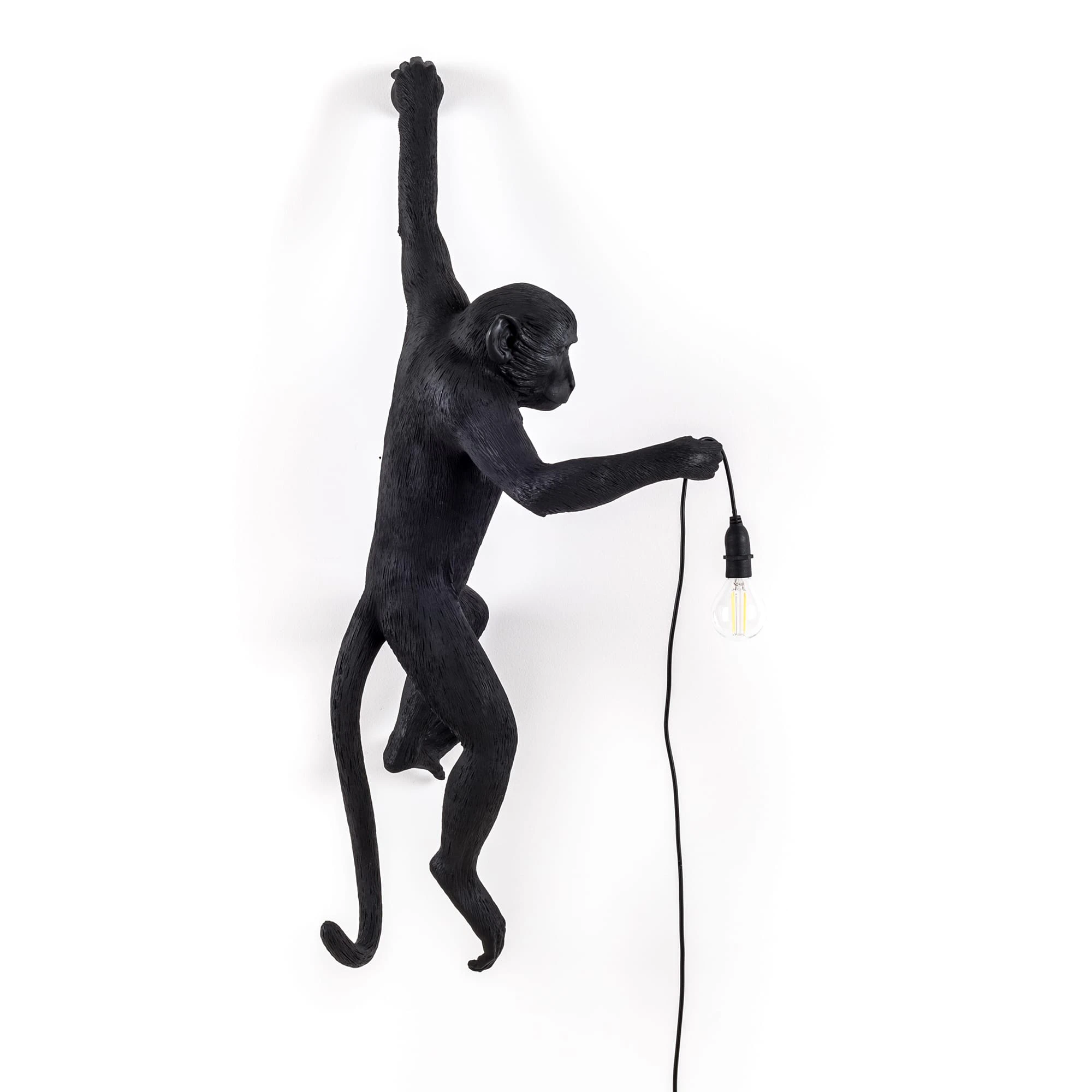 Seletti Monkey Lamp Outdoor Hanging Vänster Version - Vägglampor Harts Svart