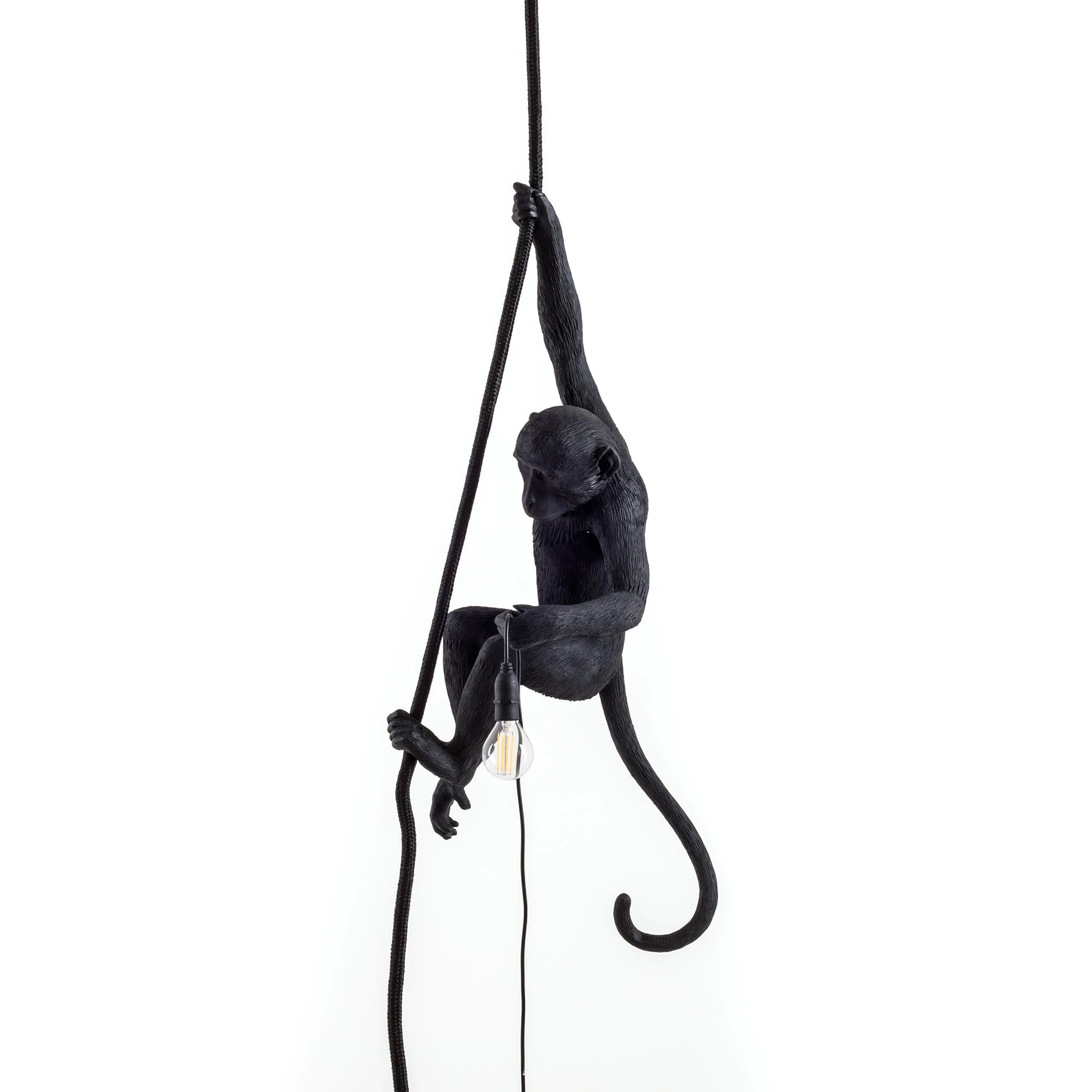 Seletti Monkey Pendel Med Rep Utomhus - Pendellampor Harts Svart
