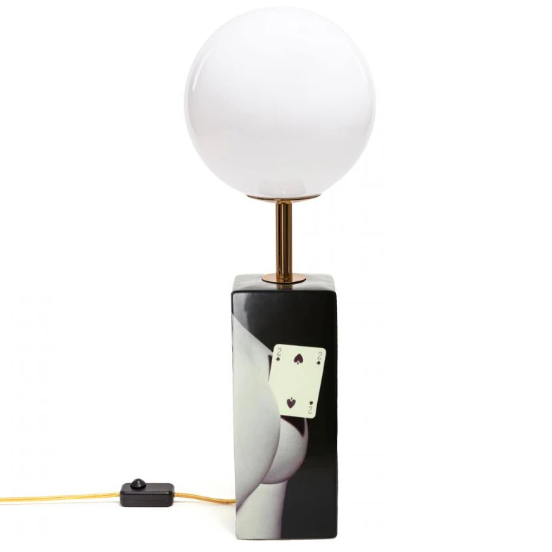Seletti Two Of Spades Bordslampa - Bordslampor Glas Svart