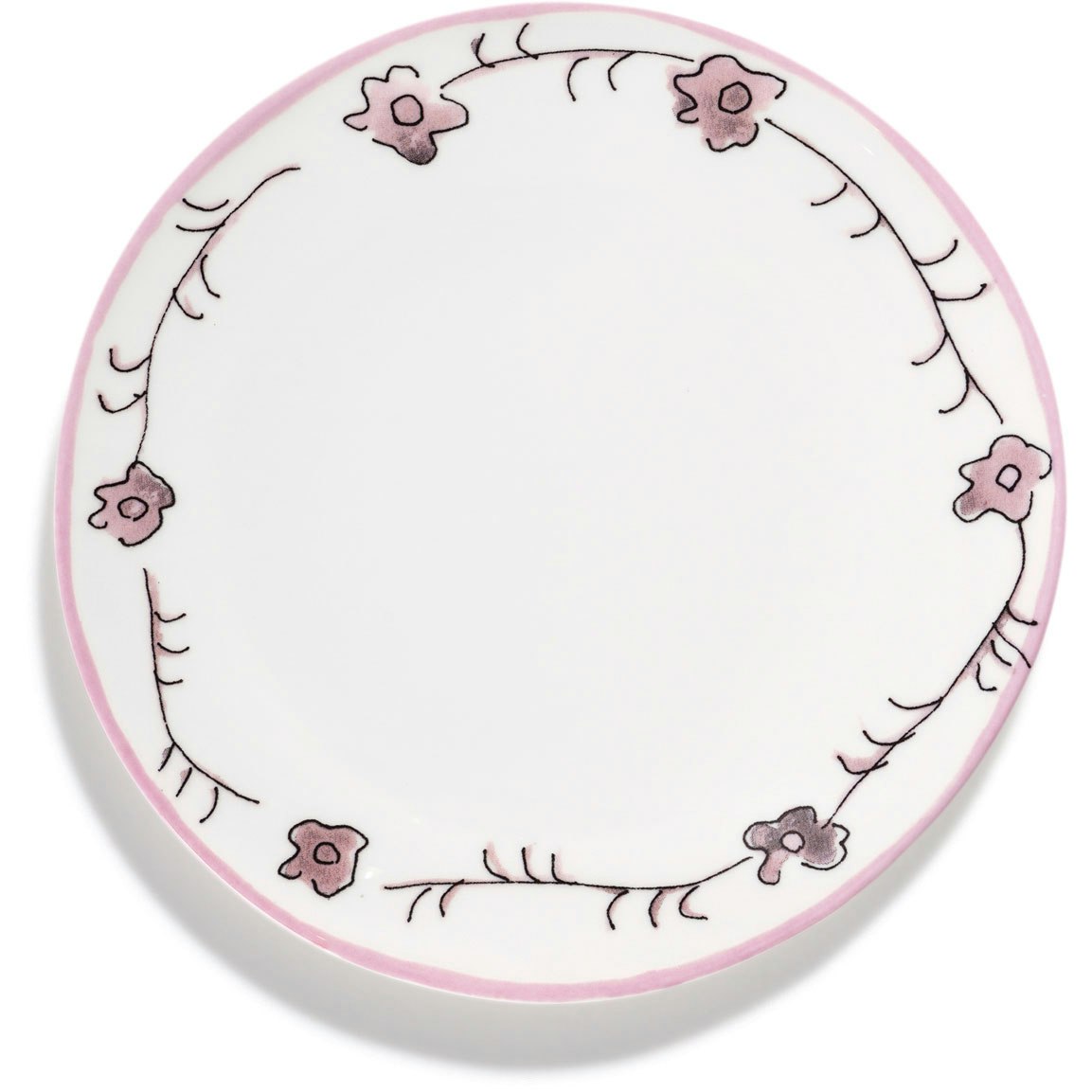 serax dark viola desserttallrik - benporslin rosa