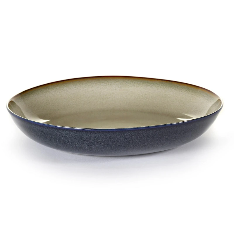 Pastatallrik D23 H4, Misty Grey/Mörkblå