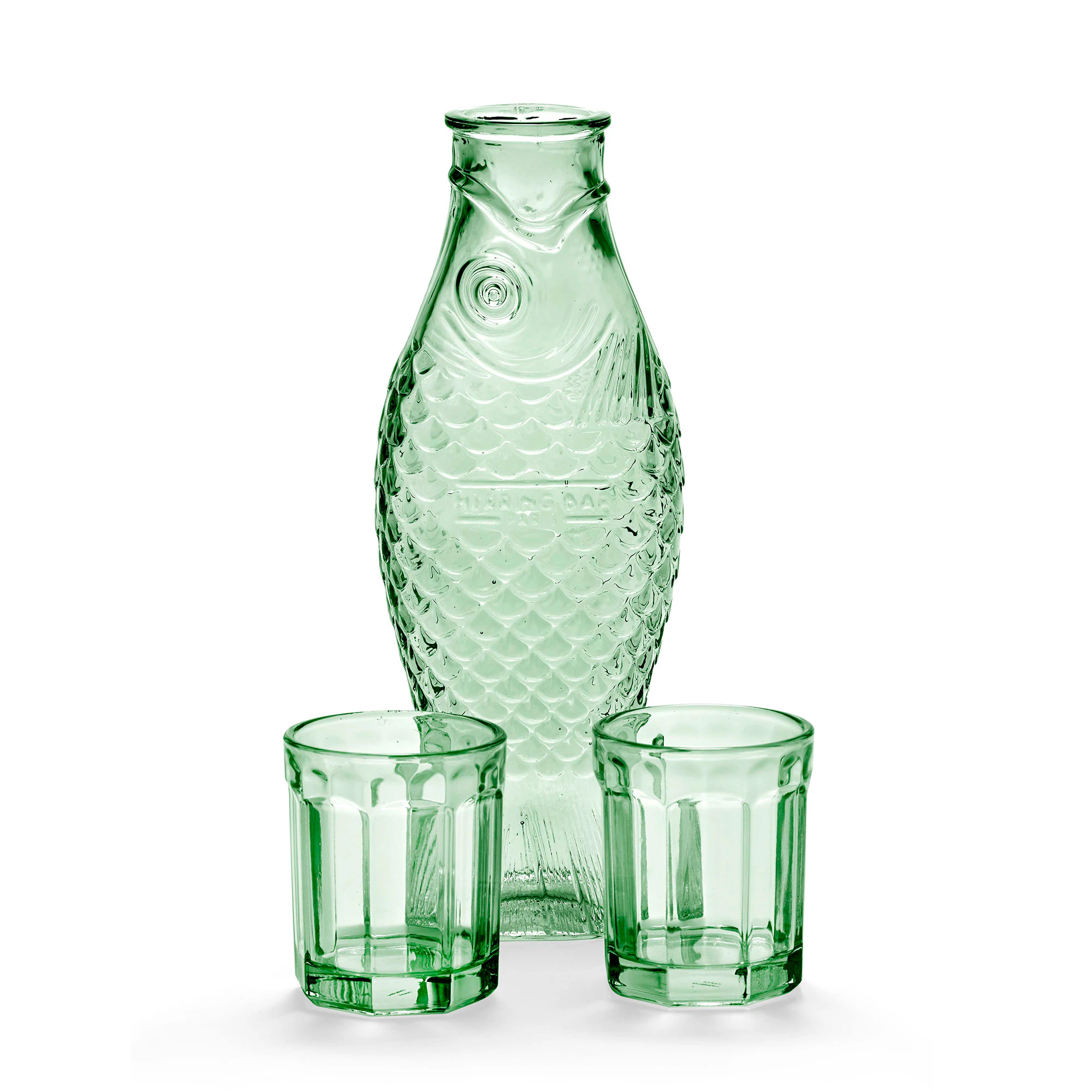 Serax Fish & Fish Karaff Med Tumbler - Vattenkaraffer & Vattenkannor Glas Gr&ouml;n
