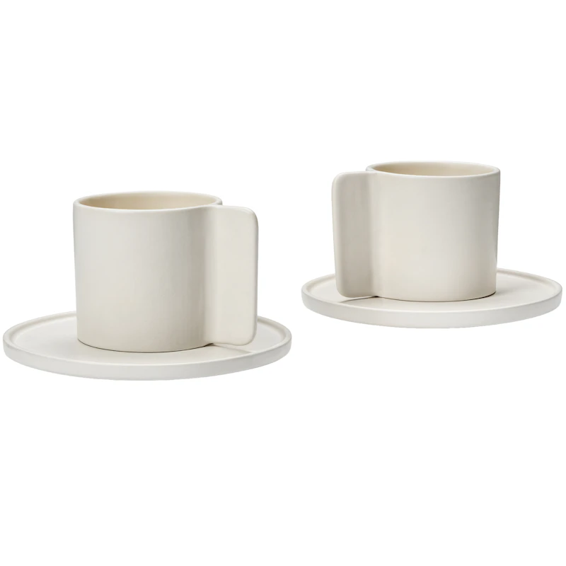 Lungo Kaffekopp Med Fat 2-pack, Beige