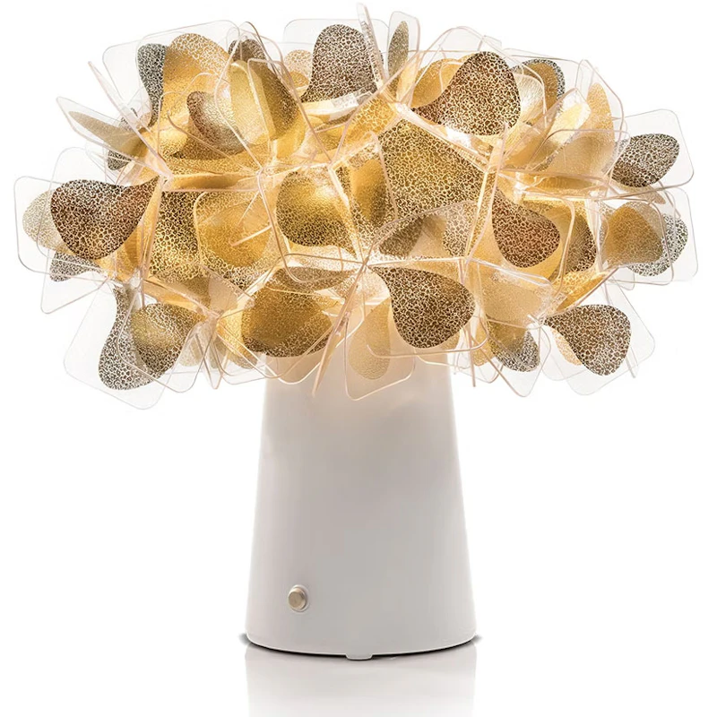 Clizia Bordslampa Portabel, Guld / Vit