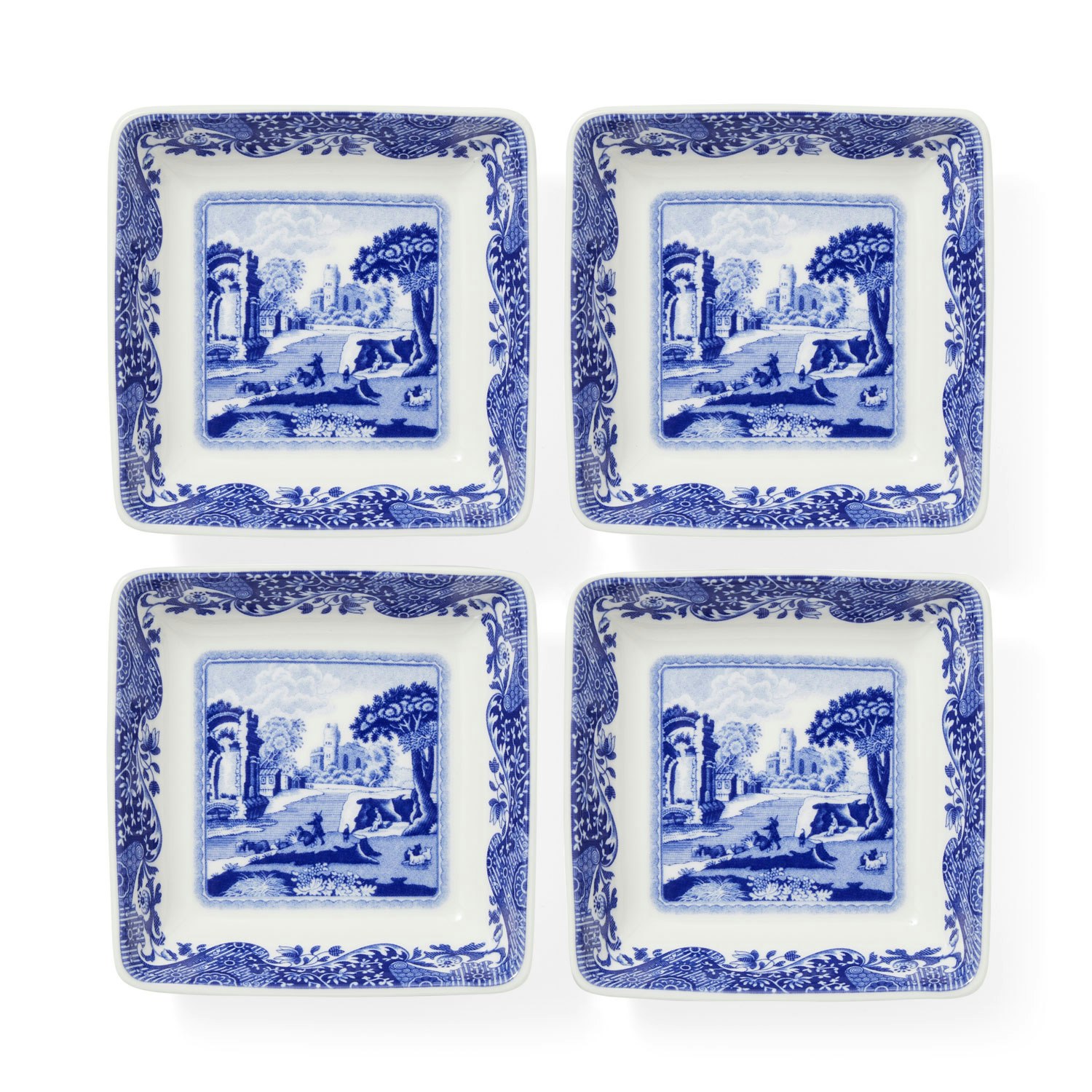 Spode Blue Italian Fat 8x8 Cm 4-pack - Uppl&auml;ggningsfat Porslin Bl&aring;