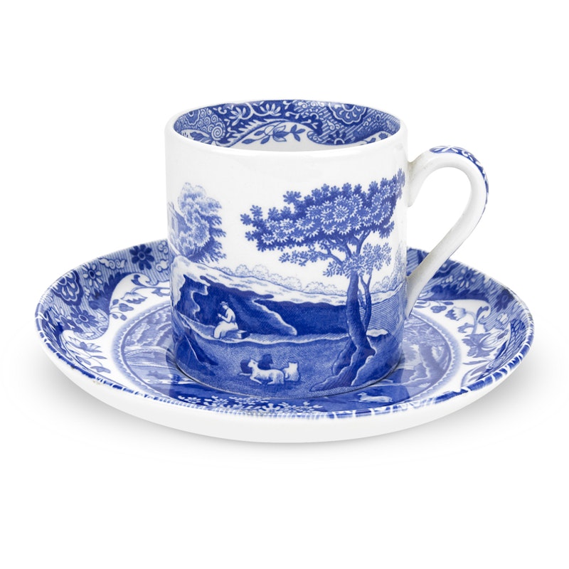 Blue Italian Kaffekopp Med Fat, 9 cl