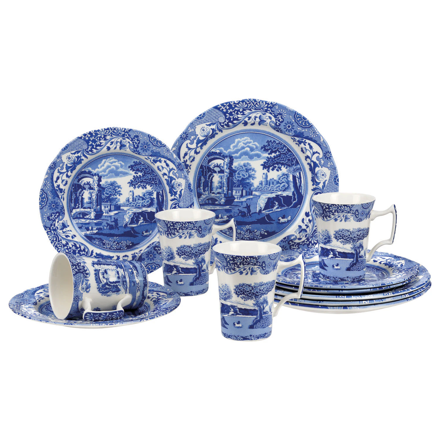 Spode Blue Italian Servis 12 Delar - Serviser & Startset Porslin Vit