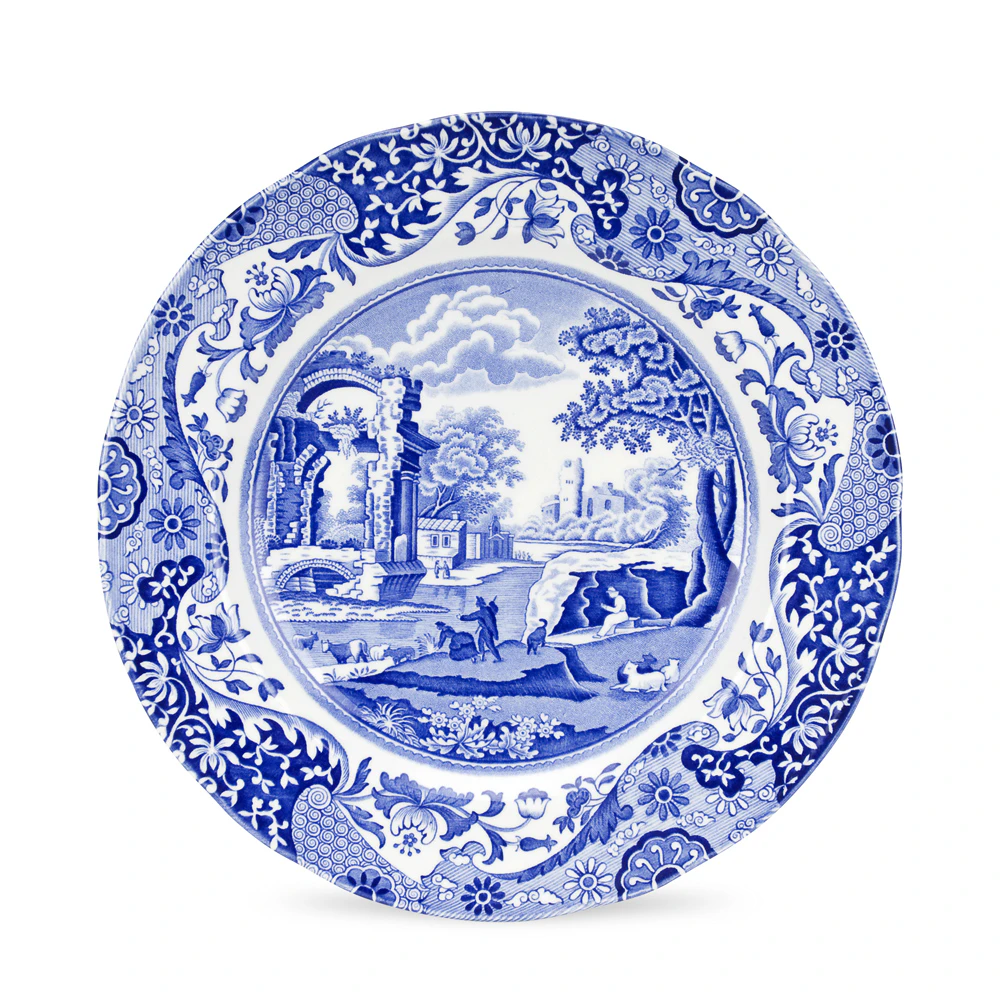 spode blue italian tallrik 27 cm - porslin blå