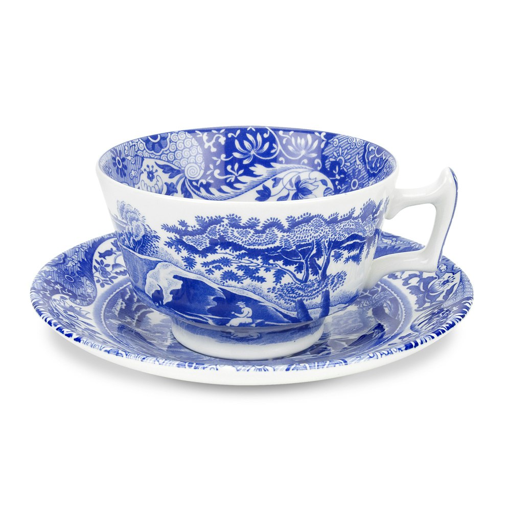 Spode Blue Italian Tekopp Med Fat 20 Cl - Tekoppar Porslin Bl&aring;