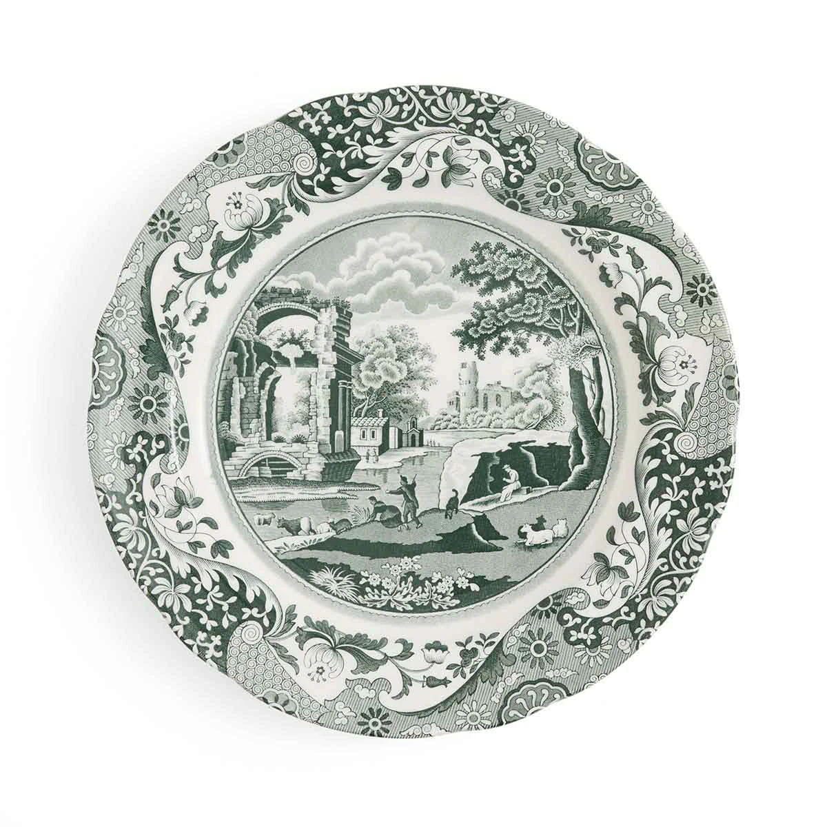 spode heritage green italian middagstallrik 27 cm grön - porslin vit