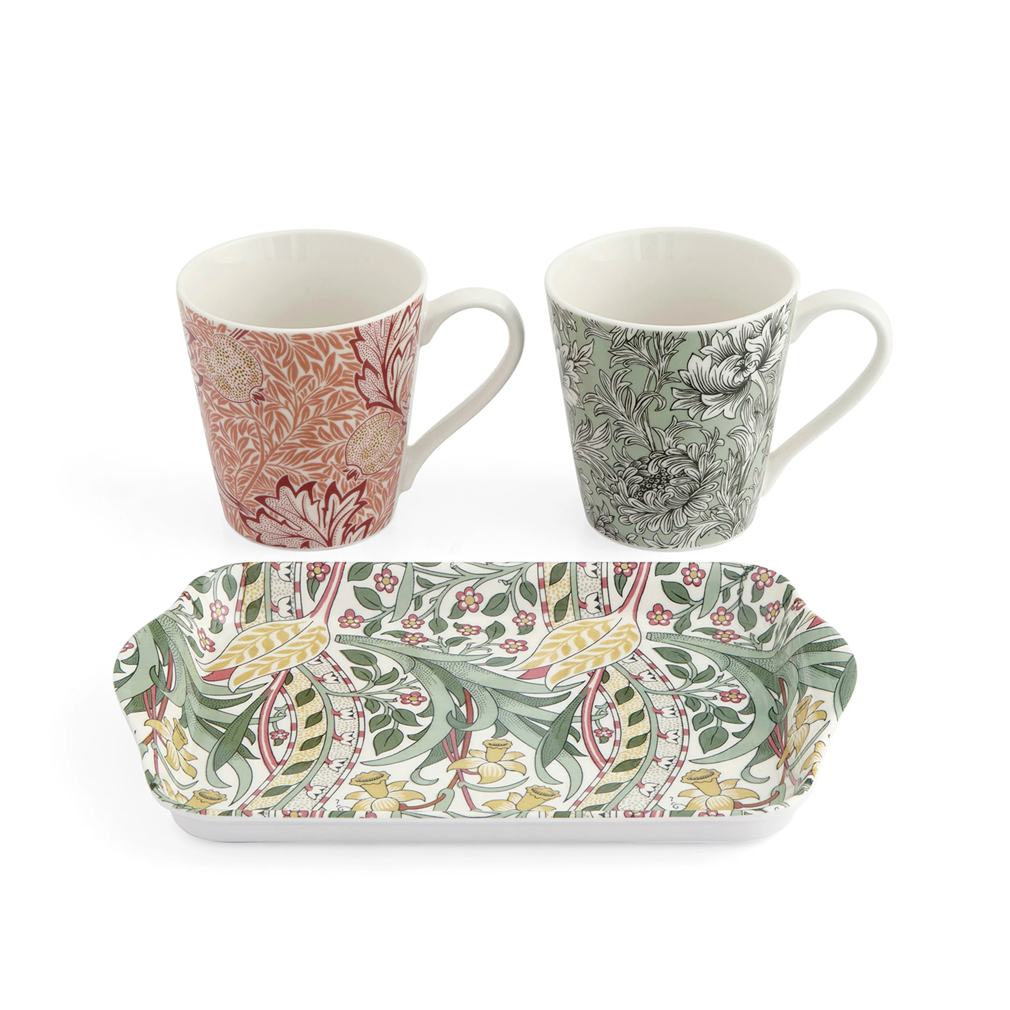 Spode Morris & Co 2 Muggar Med Bricka Mixed - Kaffekoppar Porslin Multi