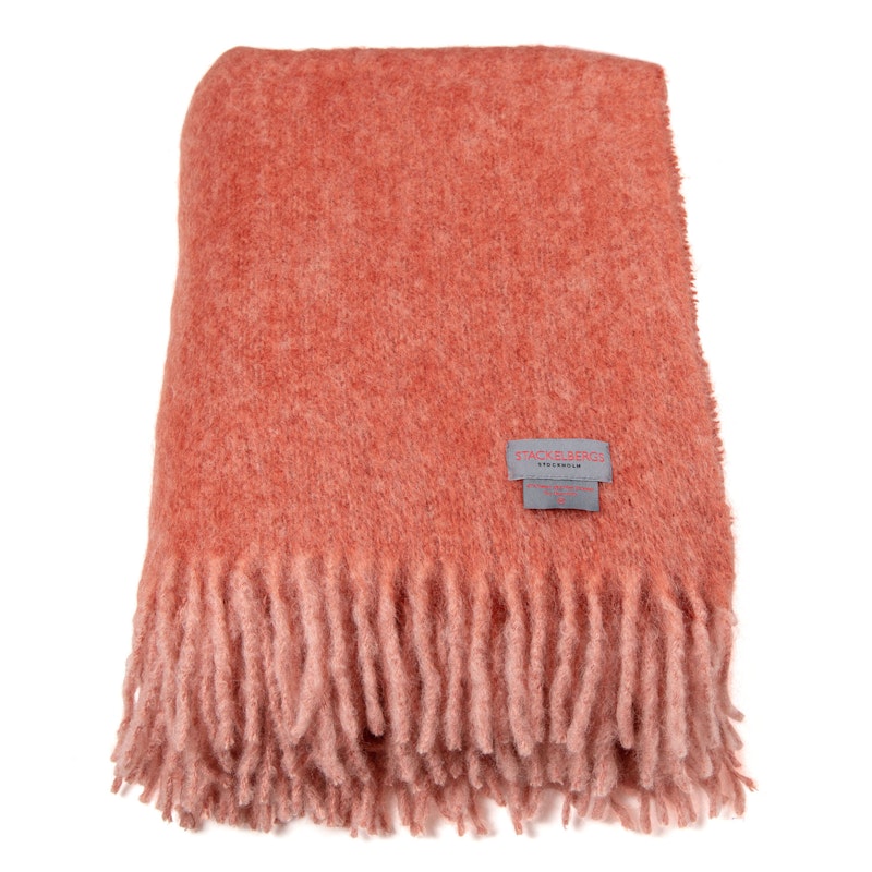 Mohair Pläd 130x170 cm, Orange/Rose