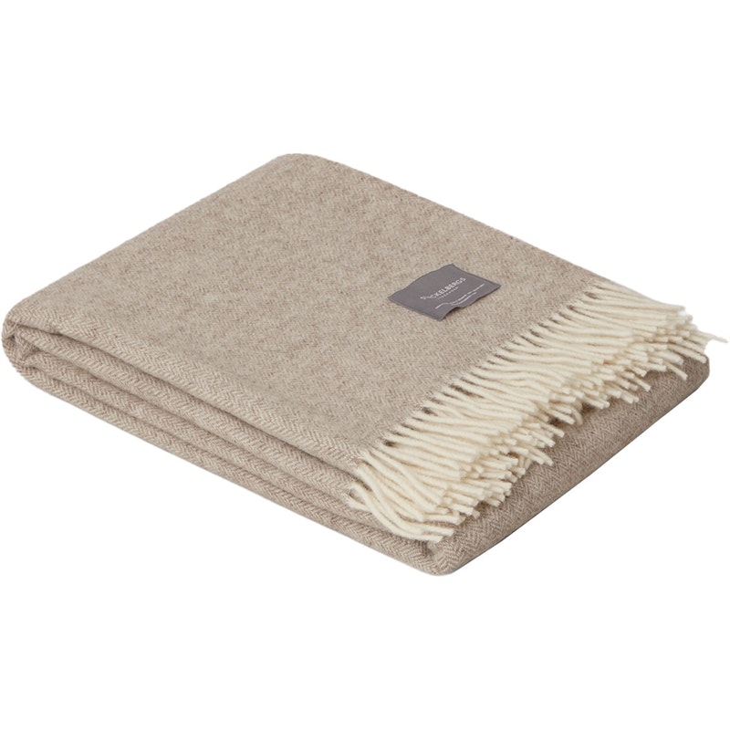 Wool Fishbone Filt 130x170 cm, Ljus Taupe/Off-white