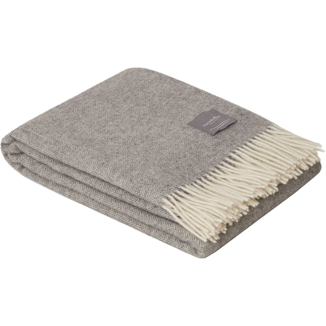 Stackelbergs Wool Fishbone Filt 130x170 Cm Ljusgrå/ - Plädar & Filtar Ull Off-White