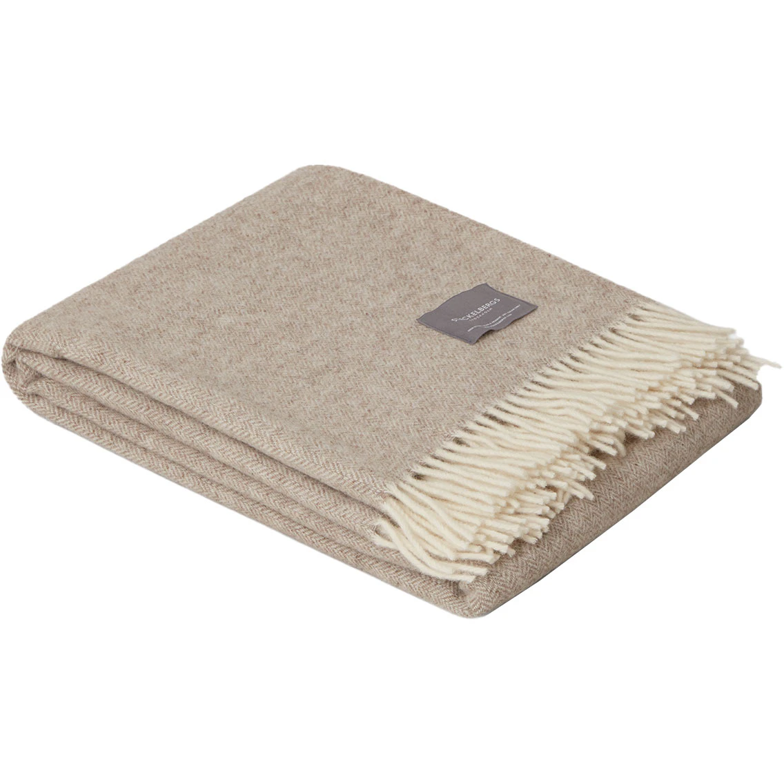 Stackelbergs Wool Fishbone Filt 130x170 Cm Ljus Taupe/ - Plädar & Filtar Ull Off-White