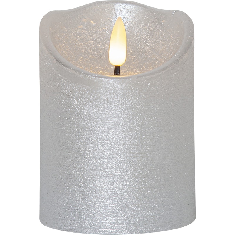 Flamme Rustic LED Blockljus Silver, 10 cm