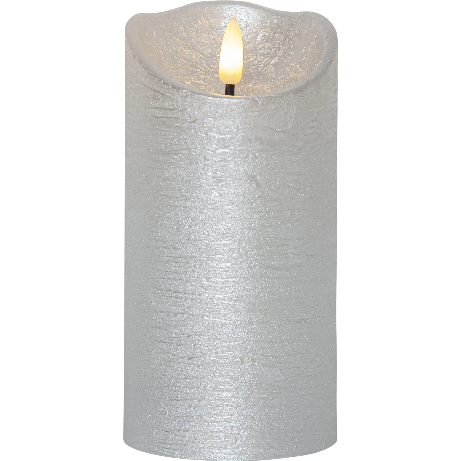 Star Trading Flamme Rustic Led Blockljus 15 Cm - LED-ljus Vax Silver