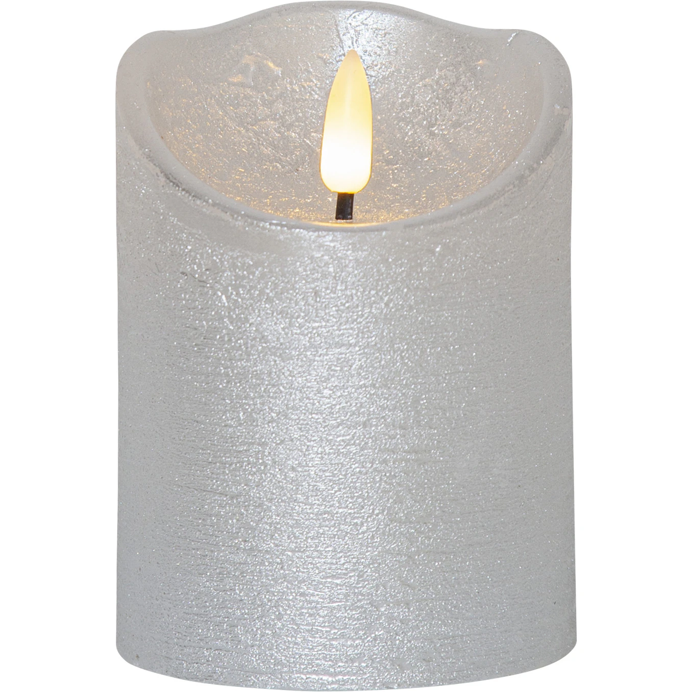 Star Trading Flamme Rustic Led Blockljus 10 Cm - LED-ljus Vax Silver